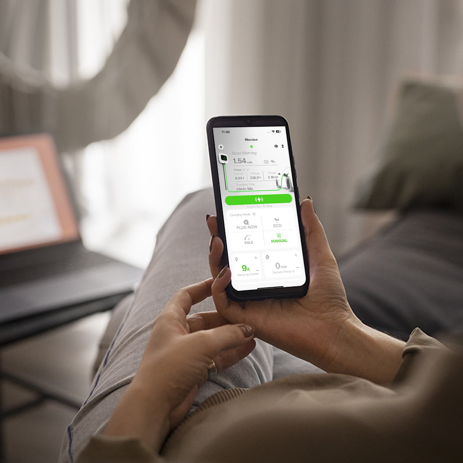 Rheidon mobilná aplikácia = plánovanie nabíjania