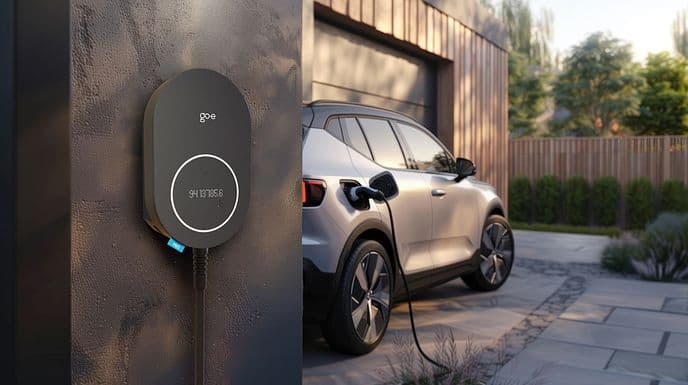 go-e Charger CORE na stene s LED prstencom